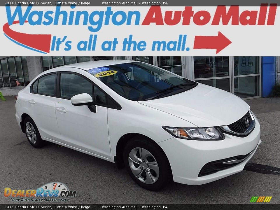 2014 Honda Civic LX Sedan Taffeta White / Beige Photo #1