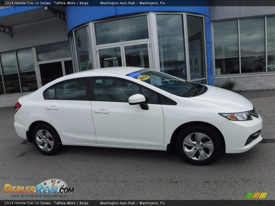 2014 Honda Civic LX Sedan Taffeta White / Beige Photo #2