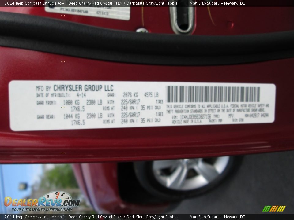 2014 Jeep Compass Latitude 4x4 Deep Cherry Red Crystal Pearl / Dark Slate Gray/Light Pebble Photo #29