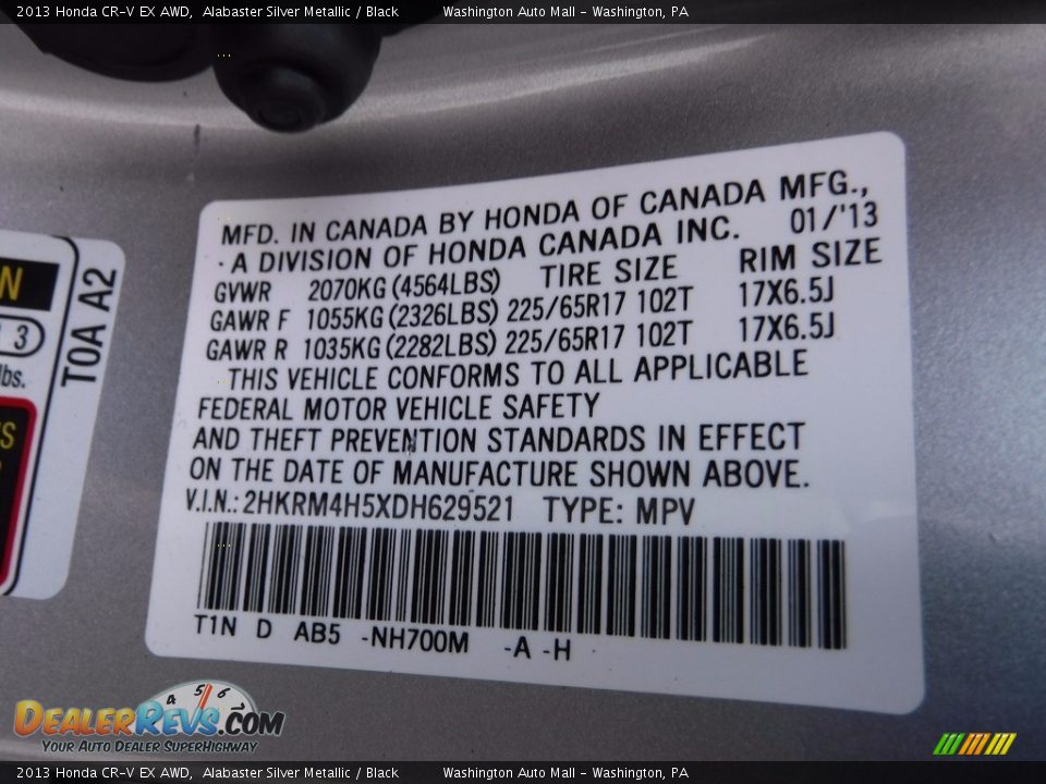 2013 Honda CR-V EX AWD Alabaster Silver Metallic / Black Photo #29
