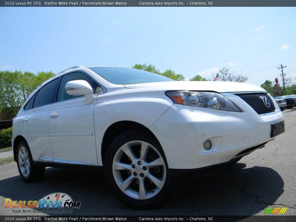 2010 Lexus RX 350 Starfire White Pearl / Parchment/Brown Walnut Photo #2