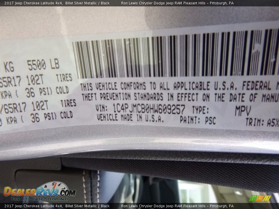 2017 Jeep Cherokee Latitude 4x4 Billet Silver Metallic / Black Photo #15
