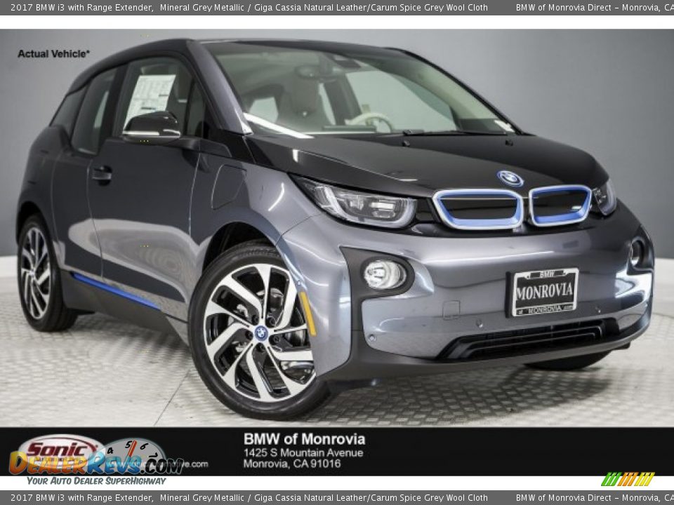 2017 BMW i3 with Range Extender Mineral Grey Metallic / Giga Cassia Natural Leather/Carum Spice Grey Wool Cloth Photo #1