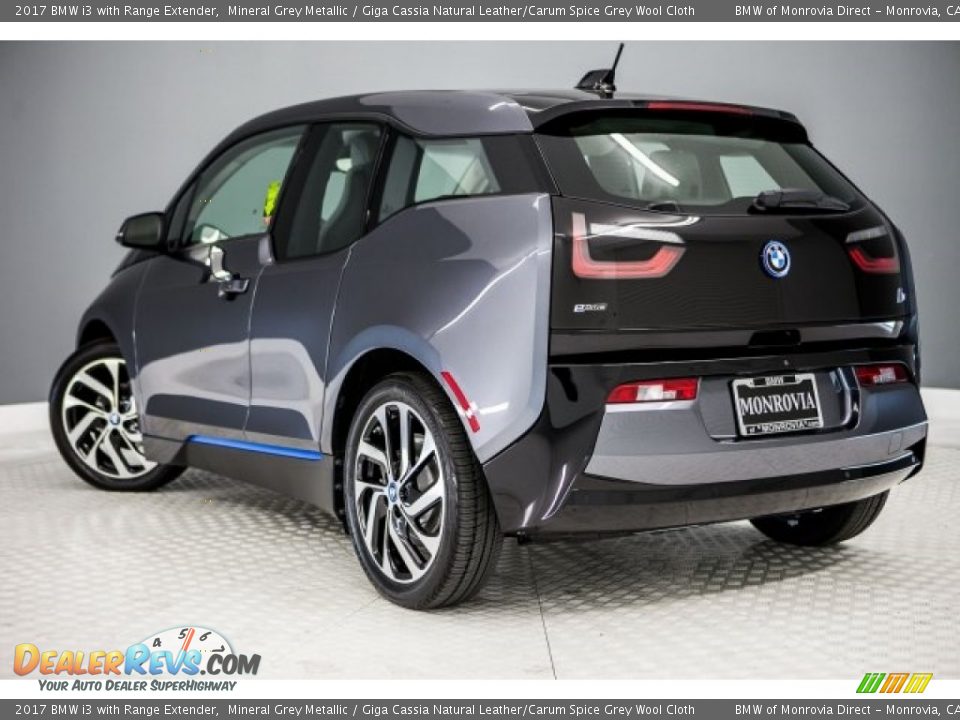 2017 BMW i3 with Range Extender Mineral Grey Metallic / Giga Cassia Natural Leather/Carum Spice Grey Wool Cloth Photo #3
