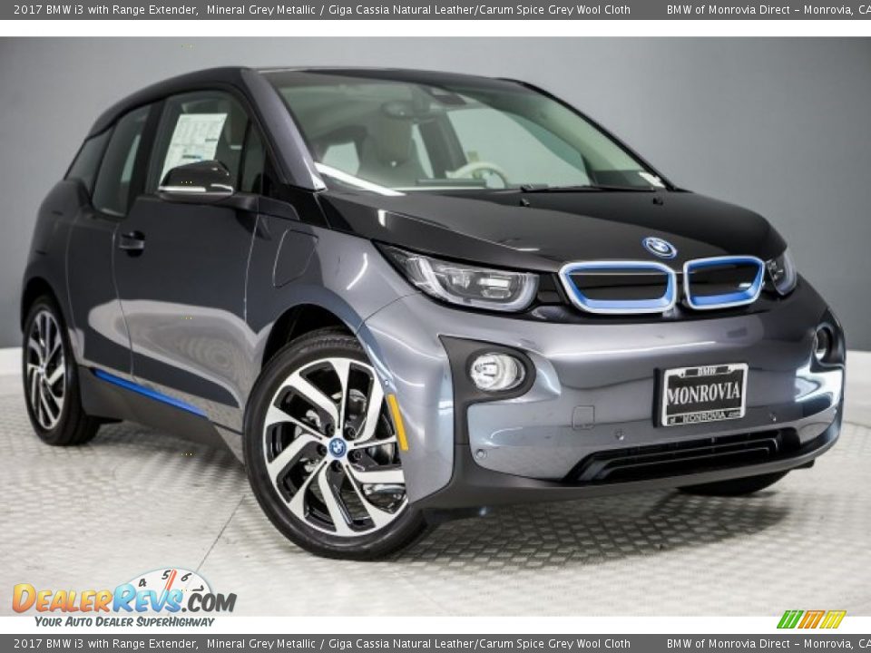 2017 BMW i3 with Range Extender Mineral Grey Metallic / Giga Cassia Natural Leather/Carum Spice Grey Wool Cloth Photo #12