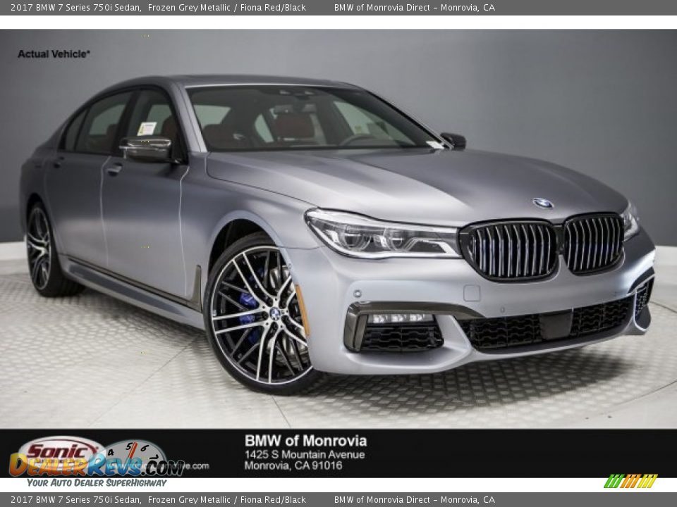 2017 BMW 7 Series 750i Sedan Frozen Grey Metallic / Fiona Red/Black Photo #1