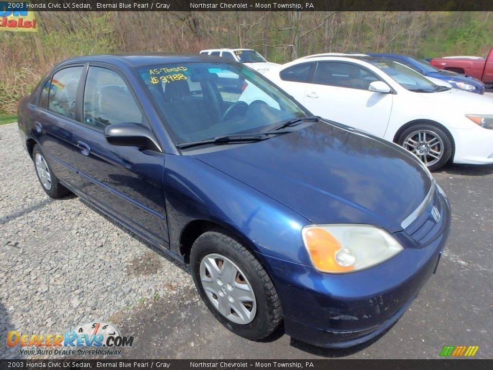 2003 Honda Civic LX Sedan Eternal Blue Pearl / Gray Photo #5