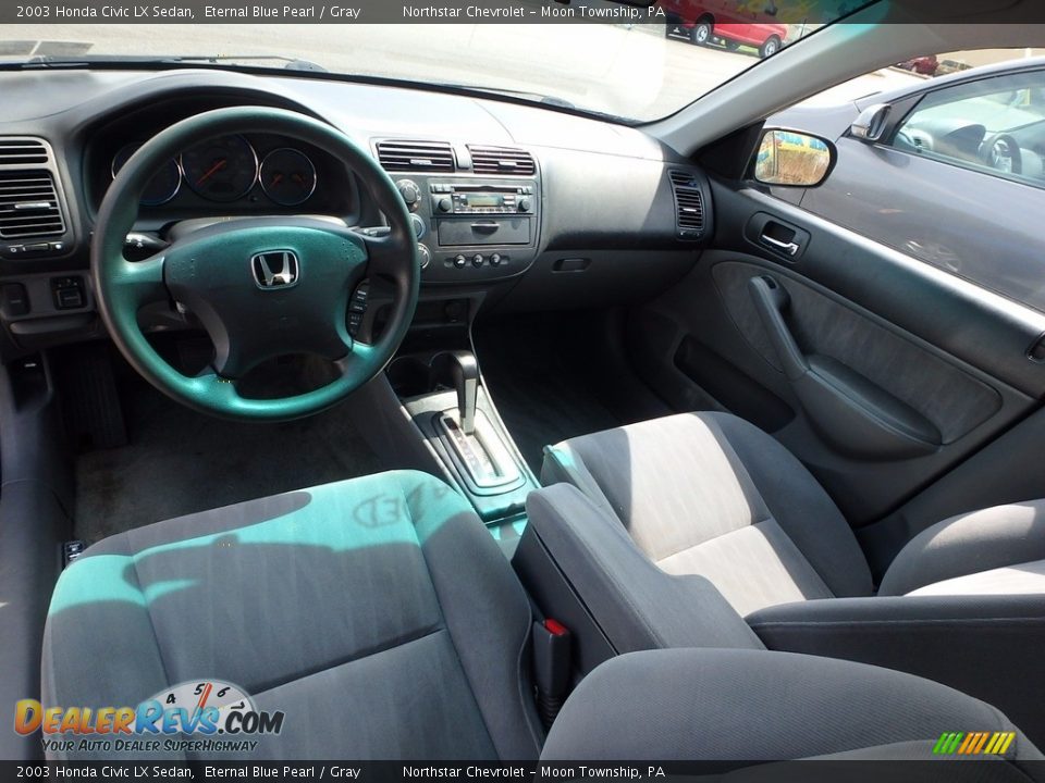 2003 Honda Civic LX Sedan Eternal Blue Pearl / Gray Photo #10