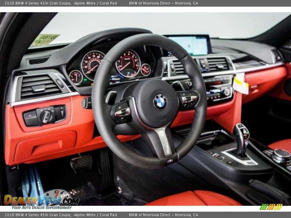 2018 BMW 4 Series 430i Gran Coupe Alpine White / Coral Red Photo #5