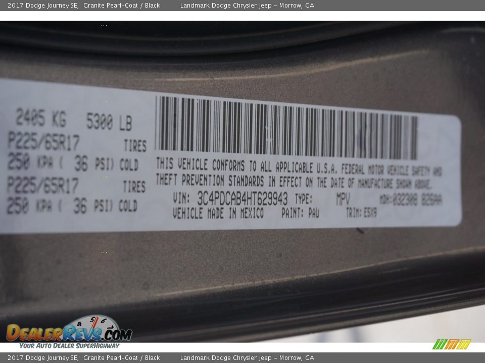 2017 Dodge Journey SE Granite Pearl-Coat / Black Photo #9