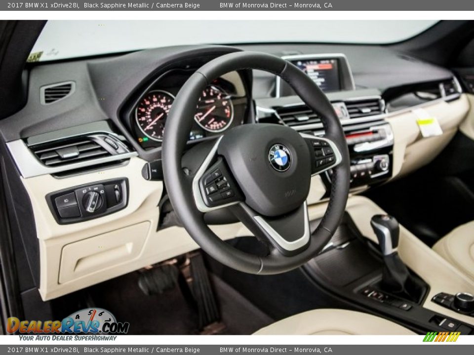 2017 BMW X1 xDrive28i Black Sapphire Metallic / Canberra Beige Photo #6