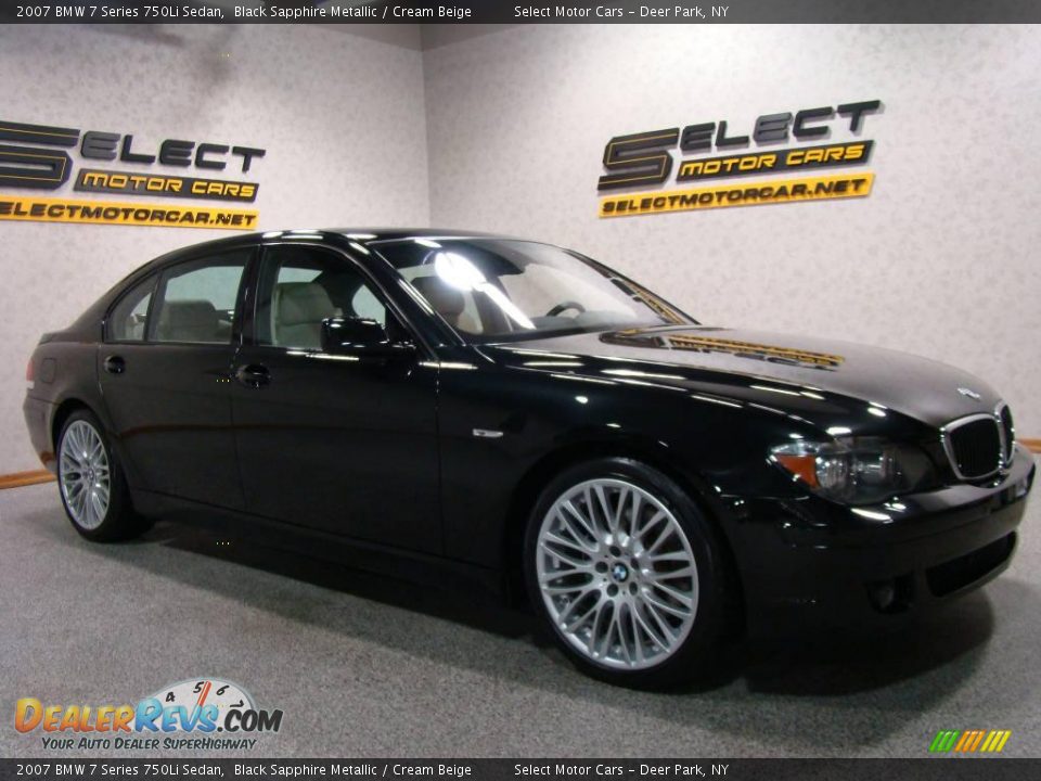 2007 BMW 7 Series 750Li Sedan Black Sapphire Metallic / Cream Beige Photo #2