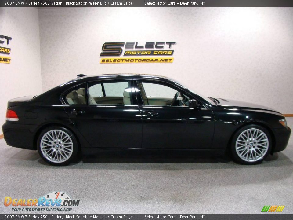 2007 BMW 7 Series 750Li Sedan Black Sapphire Metallic / Cream Beige Photo #3