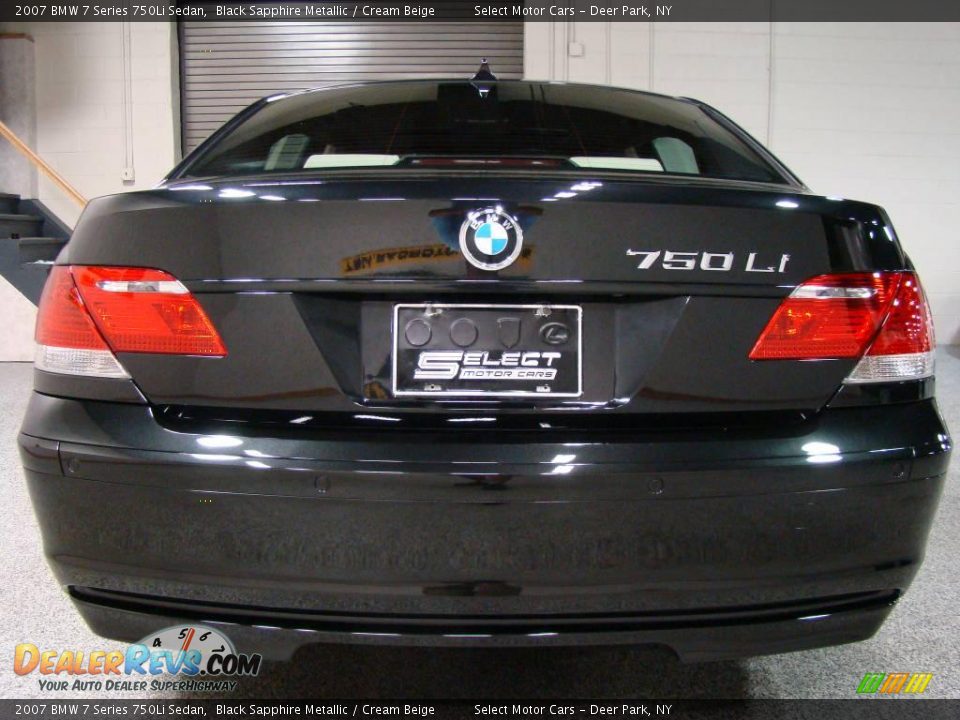 2007 BMW 7 Series 750Li Sedan Black Sapphire Metallic / Cream Beige Photo #4