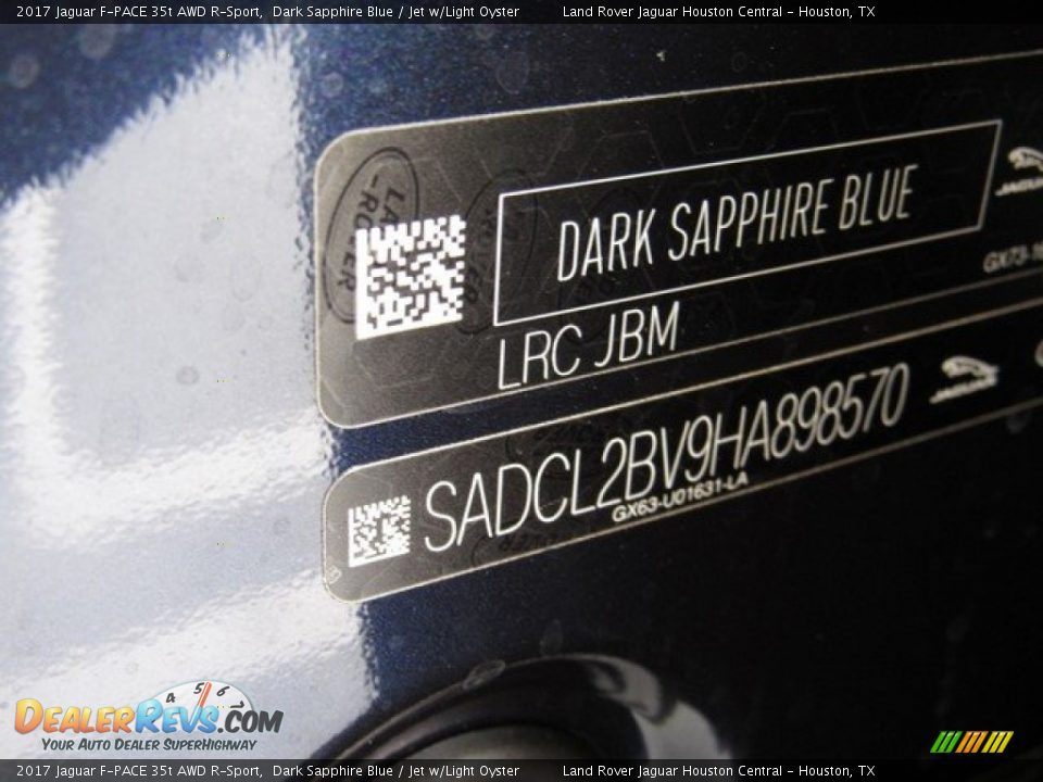 2017 Jaguar F-PACE 35t AWD R-Sport Dark Sapphire Blue / Jet w/Light Oyster Photo #22
