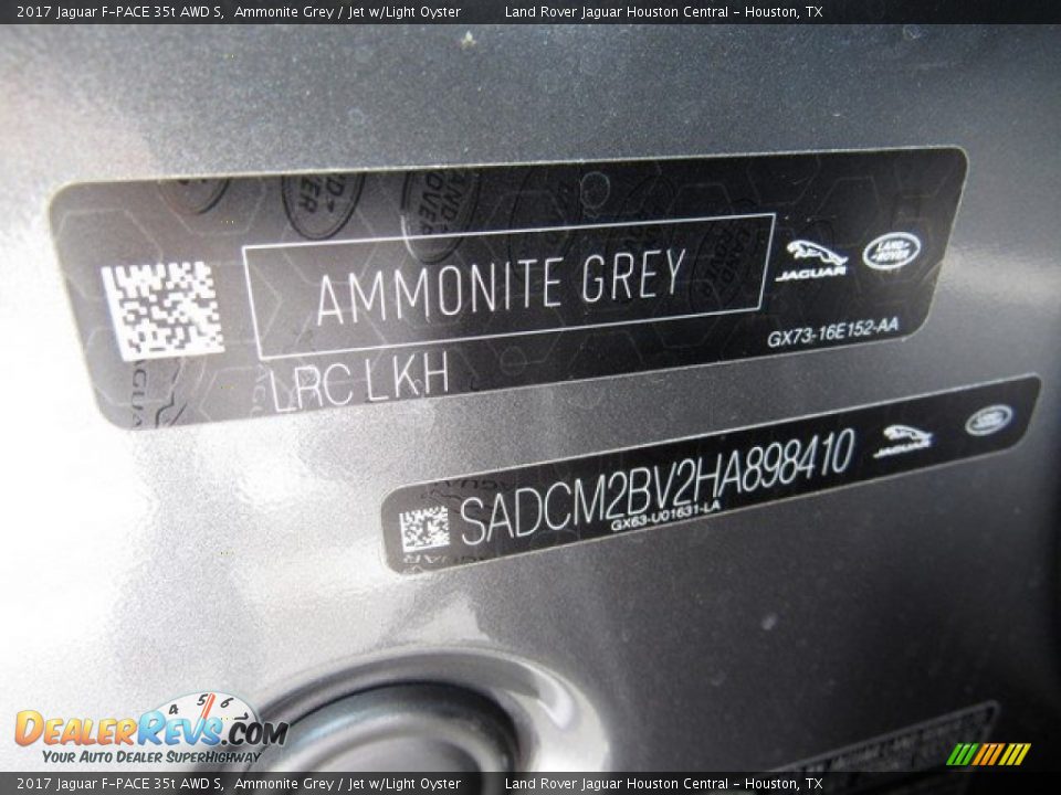 2017 Jaguar F-PACE 35t AWD S Ammonite Grey / Jet w/Light Oyster Photo #22