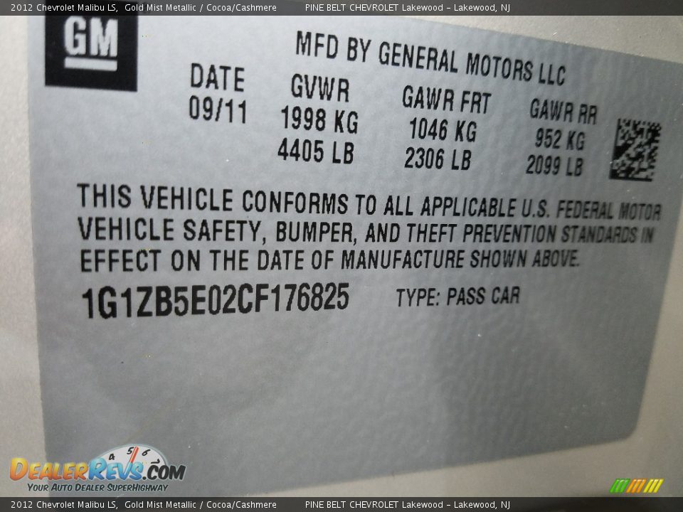 2012 Chevrolet Malibu LS Gold Mist Metallic / Cocoa/Cashmere Photo #23