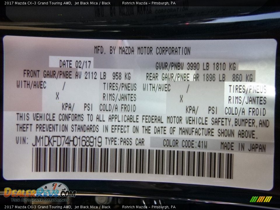 2017 Mazda CX-3 Grand Touring AWD Jet Black Mica / Black Photo #10