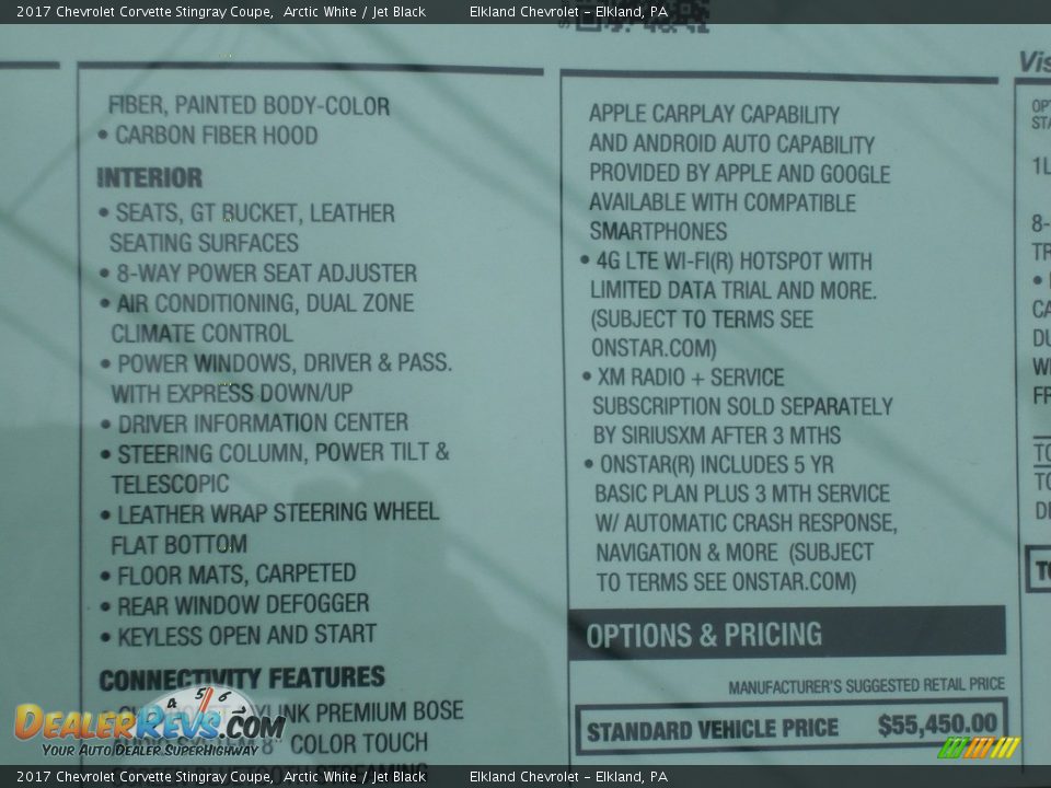 2017 Chevrolet Corvette Stingray Coupe Arctic White / Jet Black Photo #12