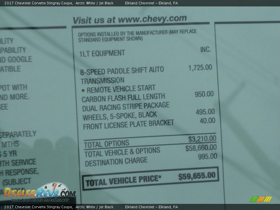 2017 Chevrolet Corvette Stingray Coupe Arctic White / Jet Black Photo #13