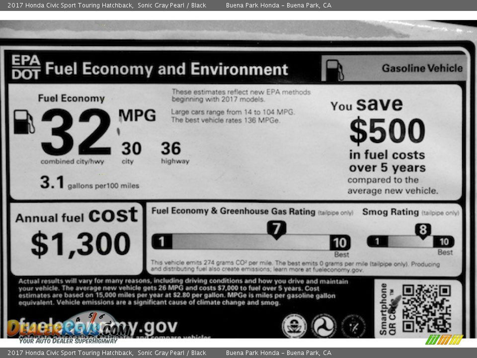 2017 Honda Civic Sport Touring Hatchback Sonic Gray Pearl / Black Photo #19