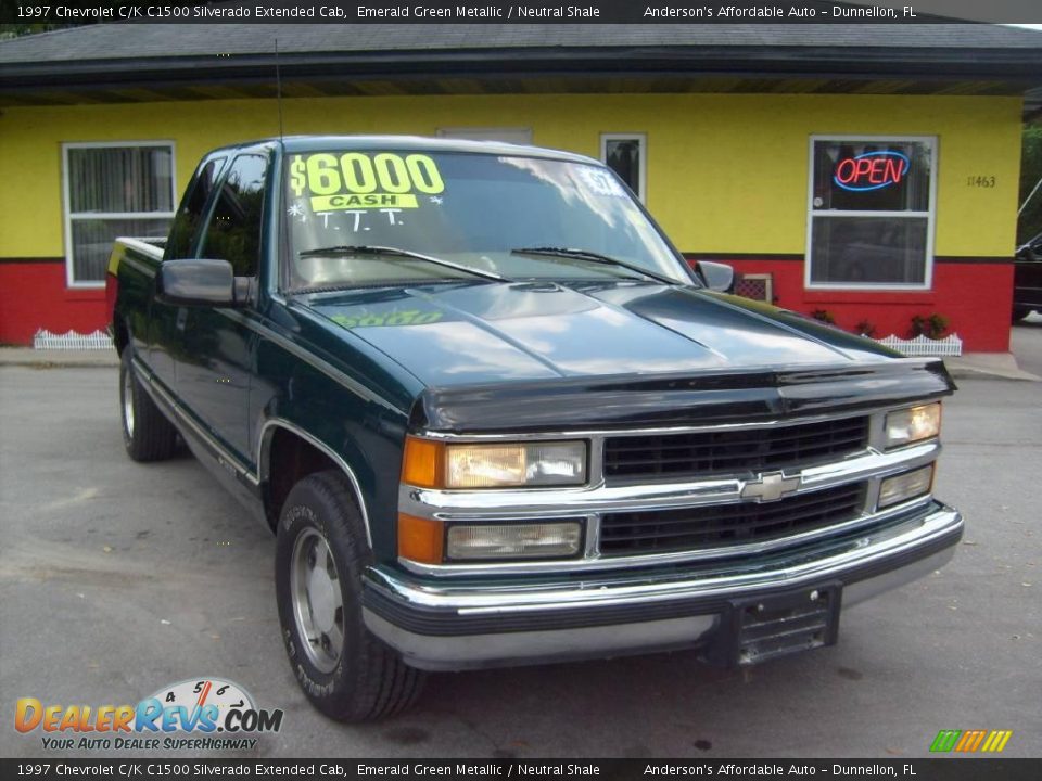 1997 Chevrolet C/K C1500 Silverado Extended Cab Emerald Green Metallic / Neutral Shale Photo #9