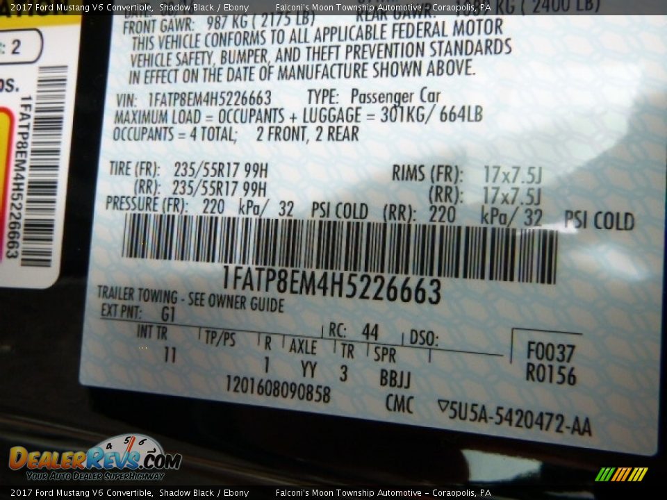 2017 Ford Mustang V6 Convertible Shadow Black / Ebony Photo #12