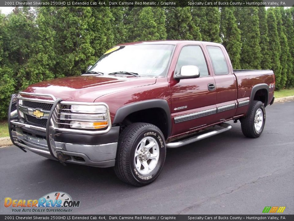 2001 Chevrolet Silverado 2500HD LS Extended Cab 4x4 Dark Carmine Red Metallic / Graphite Photo #2