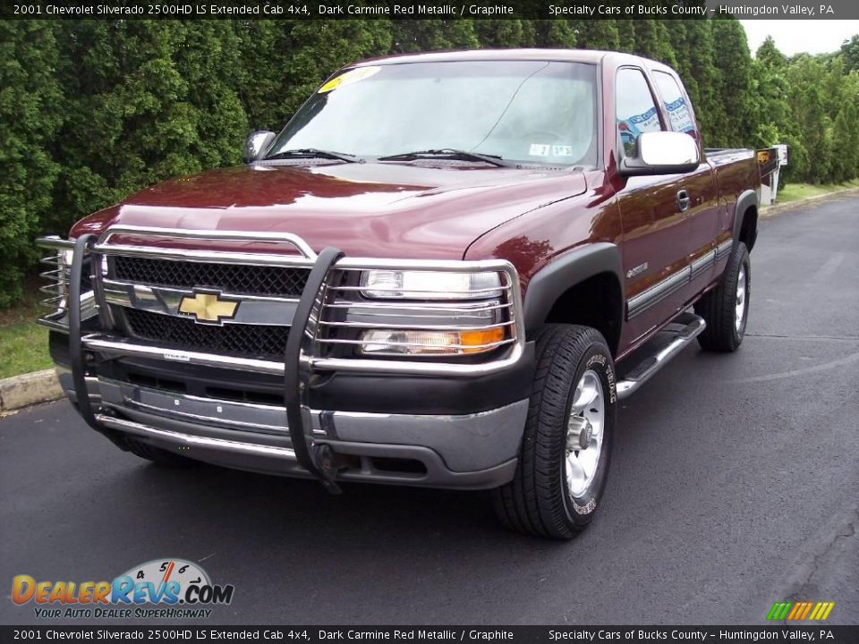 2001 Chevrolet Silverado 2500HD LS Extended Cab 4x4 Dark Carmine Red Metallic / Graphite Photo #3