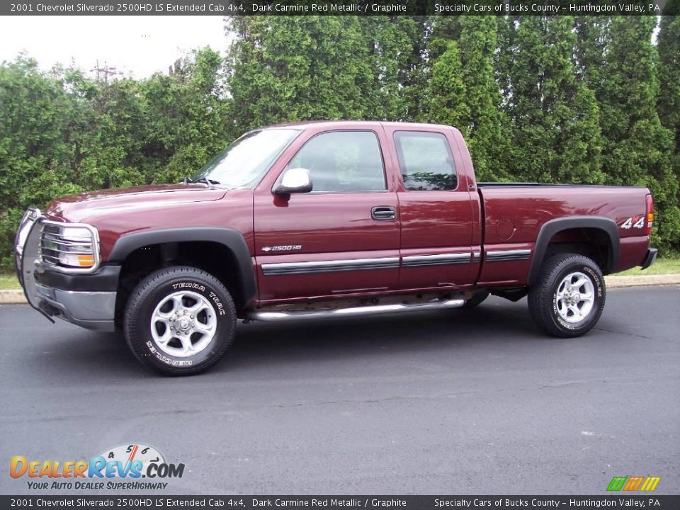 2001 Chevrolet Silverado 2500HD LS Extended Cab 4x4 Dark Carmine Red Metallic / Graphite Photo #5