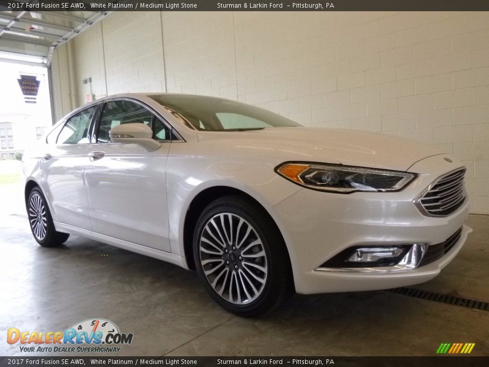 2017 Ford Fusion SE AWD White Platinum / Medium Light Stone Photo #1