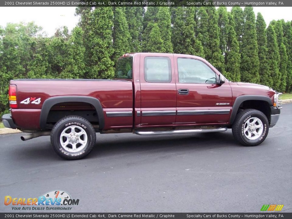 2001 Chevrolet Silverado 2500HD LS Extended Cab 4x4 Dark Carmine Red Metallic / Graphite Photo #17