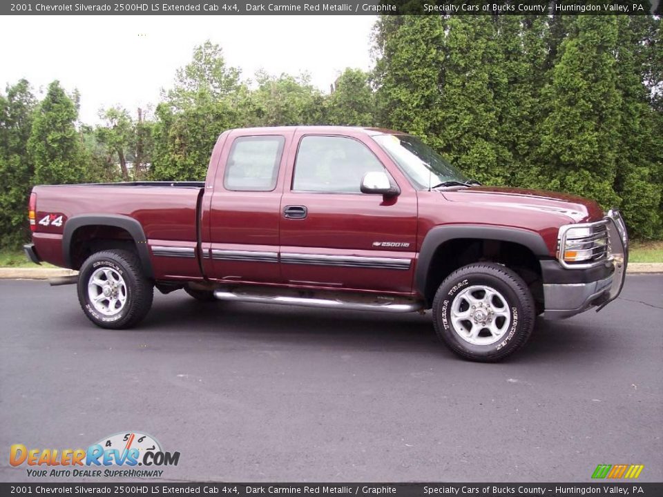 2001 Chevrolet Silverado 2500HD LS Extended Cab 4x4 Dark Carmine Red Metallic / Graphite Photo #19