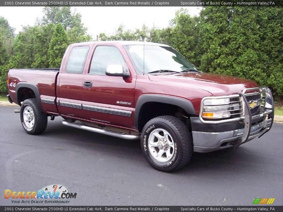 2001 Chevrolet Silverado 2500HD LS Extended Cab 4x4 Dark Carmine Red Metallic / Graphite Photo #20