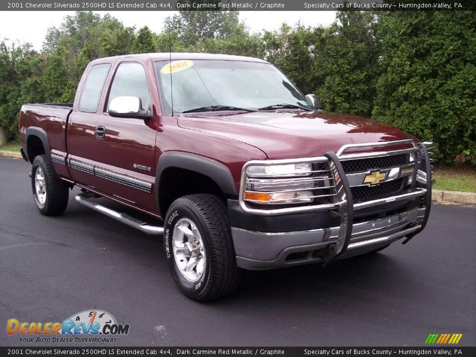 2001 Chevrolet Silverado 2500HD LS Extended Cab 4x4 Dark Carmine Red Metallic / Graphite Photo #21