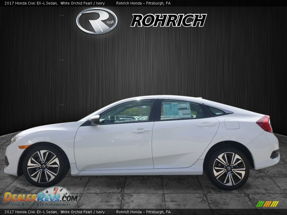 2017 Honda Civic EX-L Sedan White Orchid Pearl / Ivory Photo #3