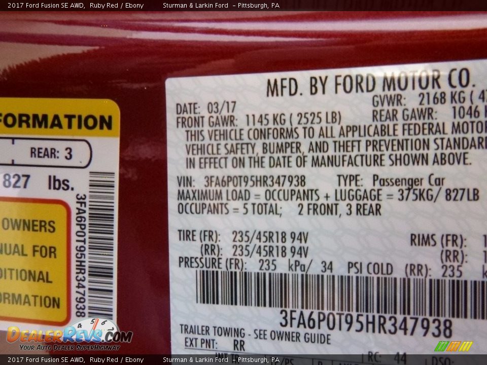 2017 Ford Fusion SE AWD Ruby Red / Ebony Photo #11