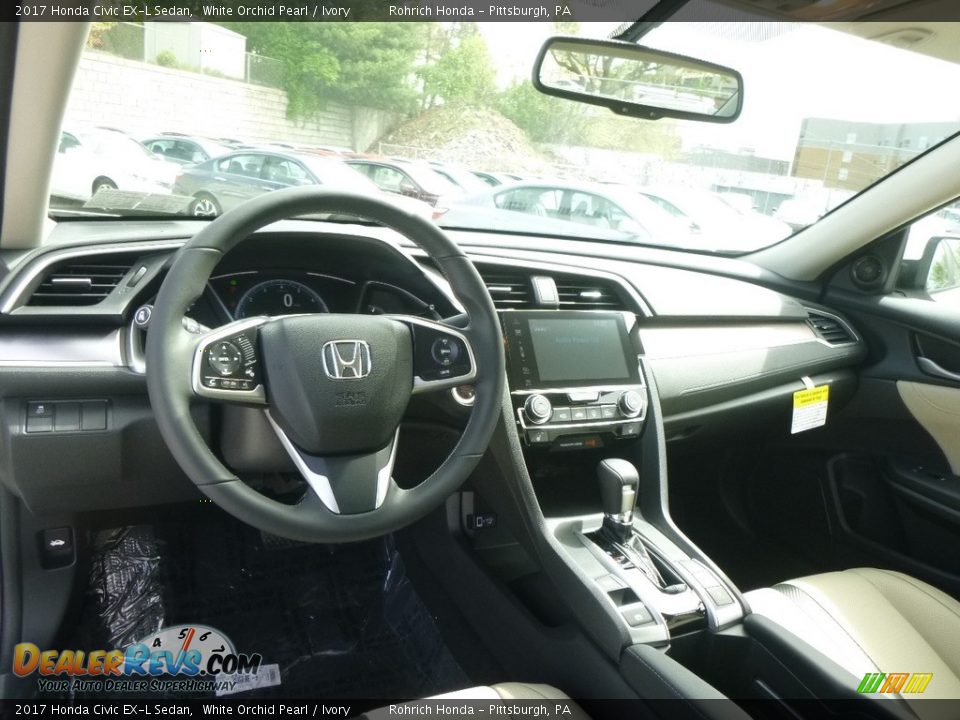2017 Honda Civic EX-L Sedan White Orchid Pearl / Ivory Photo #8