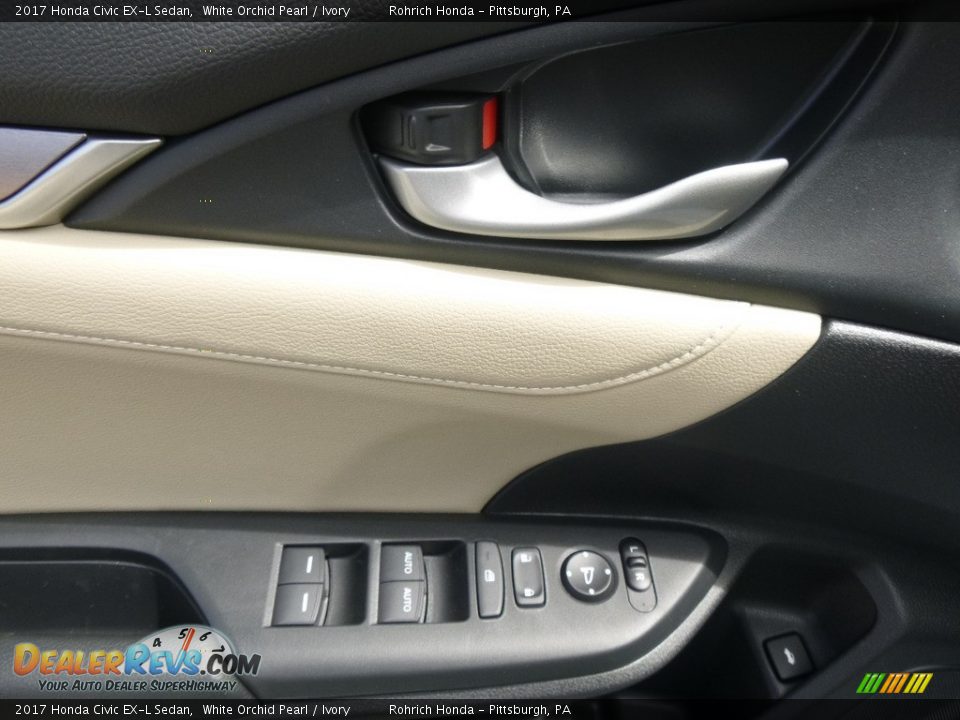 2017 Honda Civic EX-L Sedan White Orchid Pearl / Ivory Photo #9