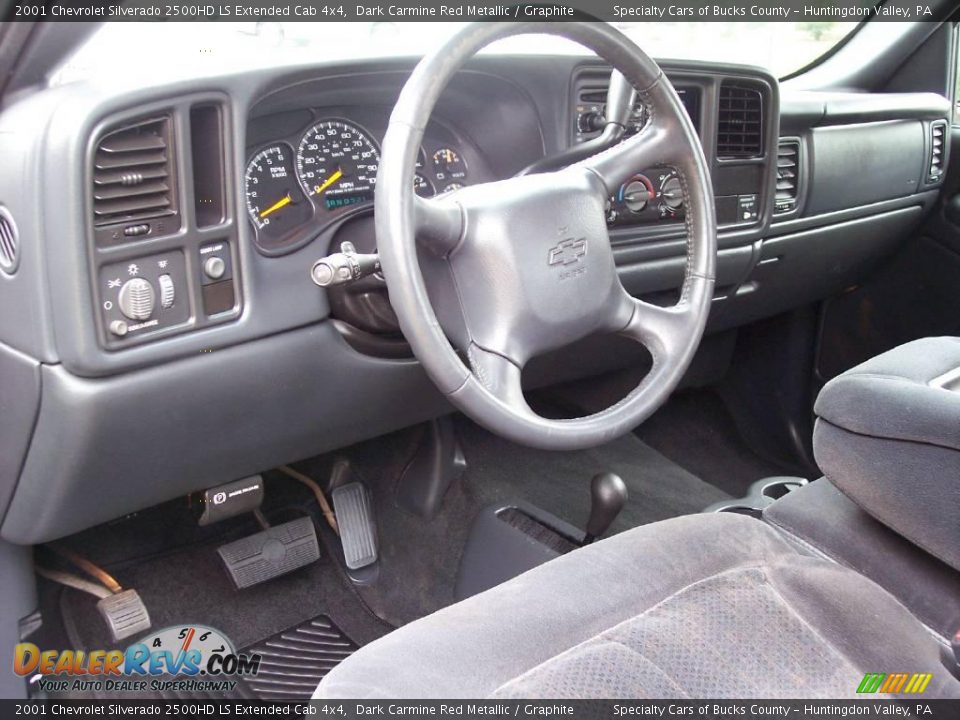 2001 Chevrolet Silverado 2500HD LS Extended Cab 4x4 Dark Carmine Red Metallic / Graphite Photo #34