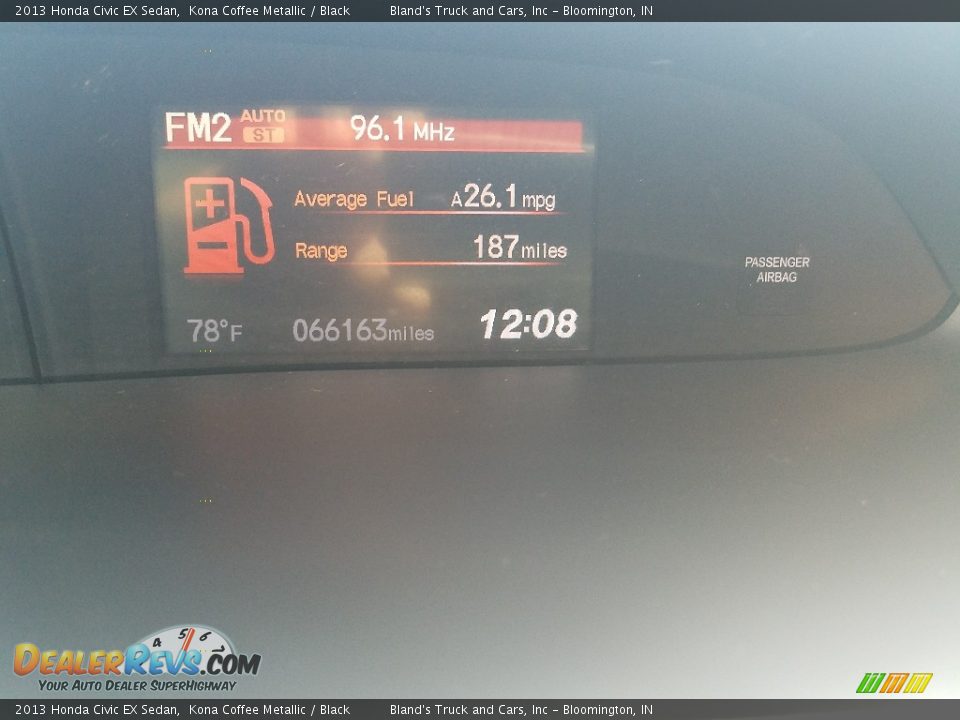 2013 Honda Civic EX Sedan Kona Coffee Metallic / Black Photo #20