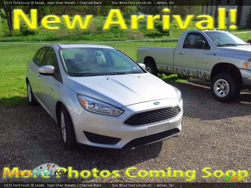2015 Ford Focus SE Sedan Ingot Silver Metallic / Charcoal Black Photo #1