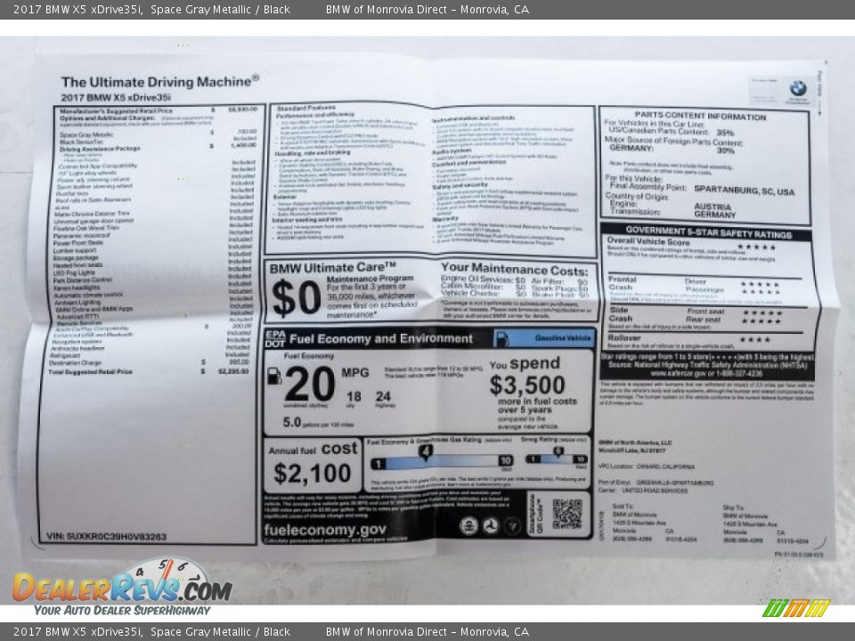 2017 BMW X5 xDrive35i Space Gray Metallic / Black Photo #10