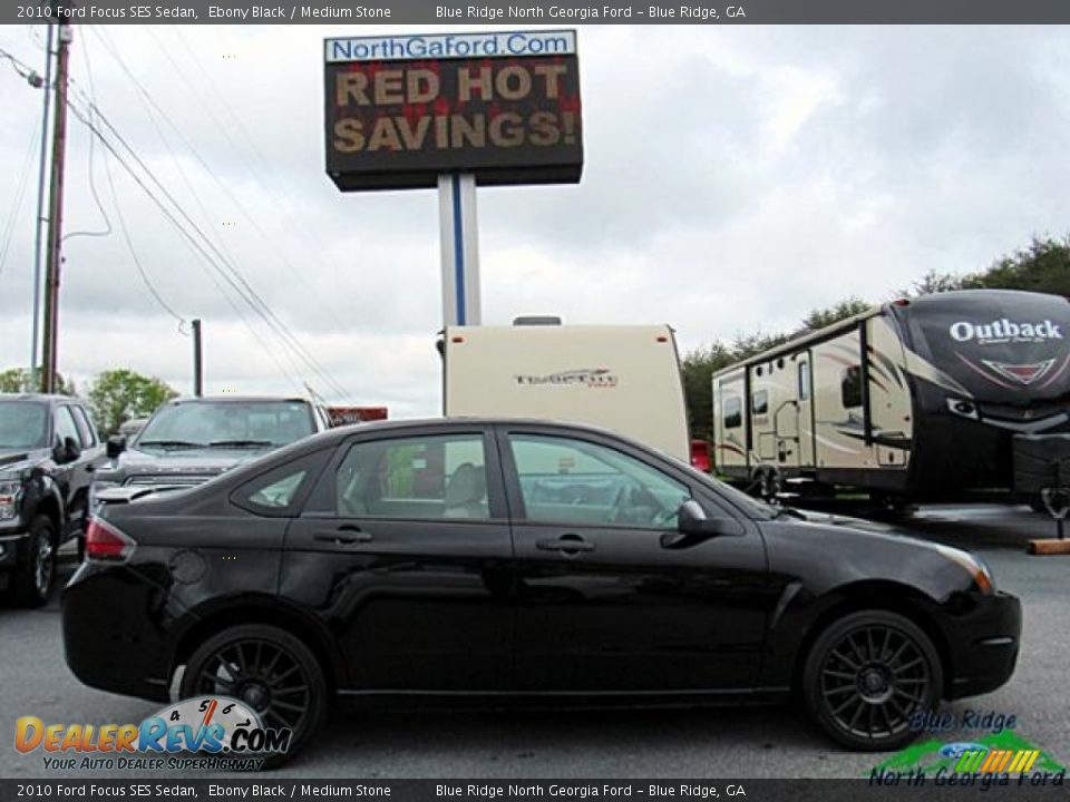 2010 Ford Focus SES Sedan Ebony Black / Medium Stone Photo #6
