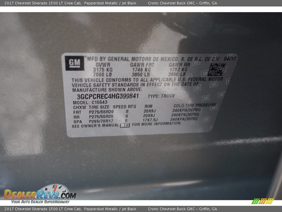 2017 Chevrolet Silverado 1500 LT Crew Cab Pepperdust Metallic / Jet Black Photo #14