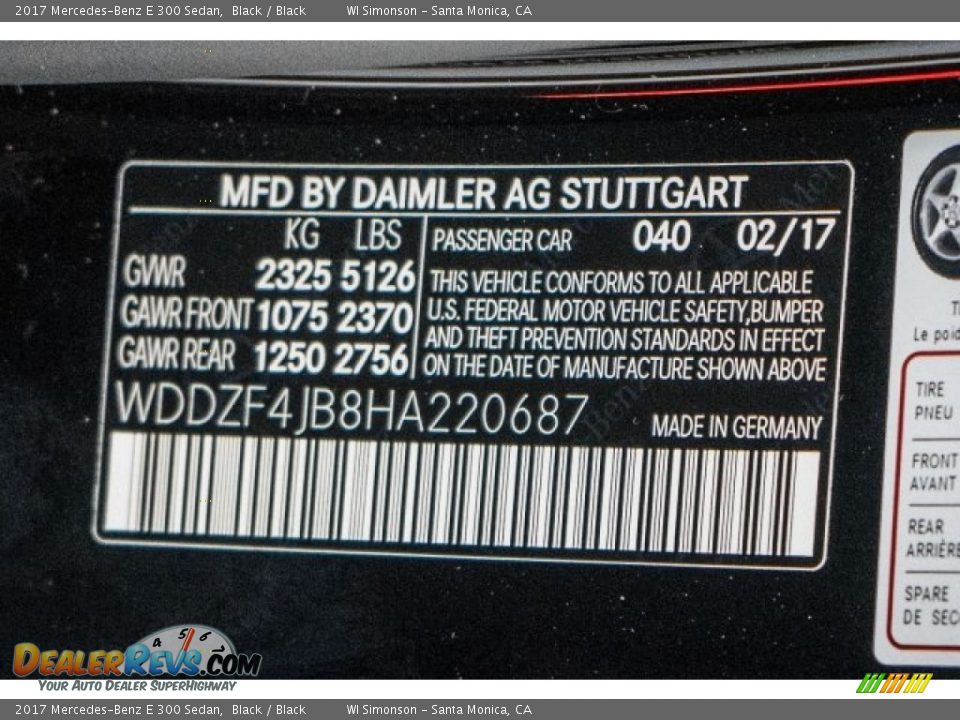 2017 Mercedes-Benz E 300 Sedan Black / Black Photo #6