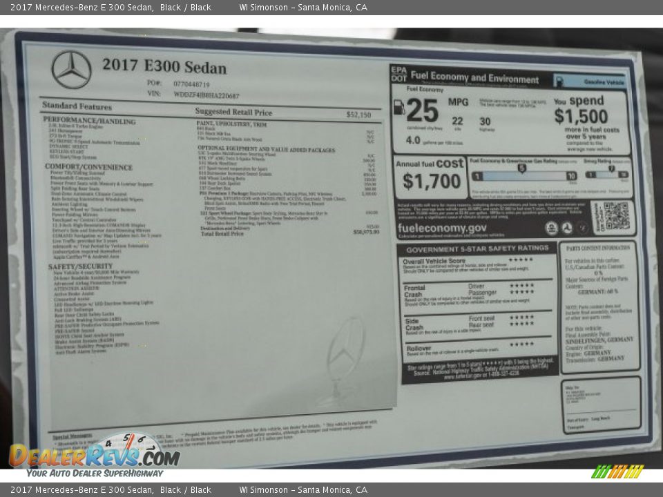 2017 Mercedes-Benz E 300 Sedan Black / Black Photo #11