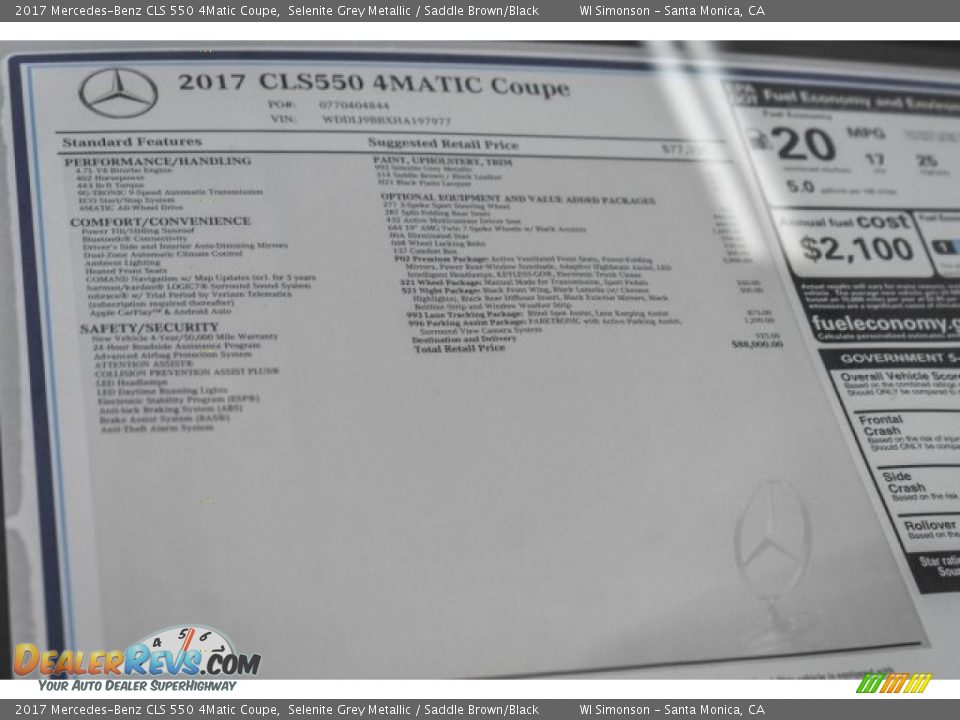 2017 Mercedes-Benz CLS 550 4Matic Coupe Window Sticker Photo #11