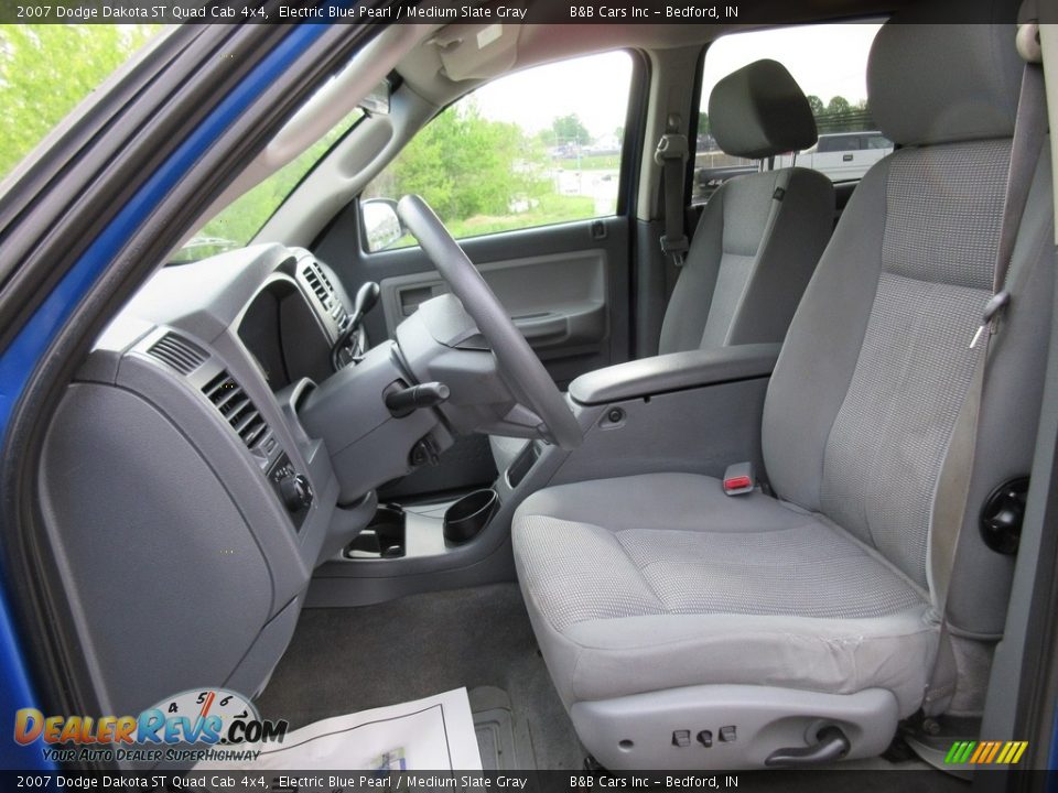 2007 Dodge Dakota ST Quad Cab 4x4 Electric Blue Pearl / Medium Slate Gray Photo #22