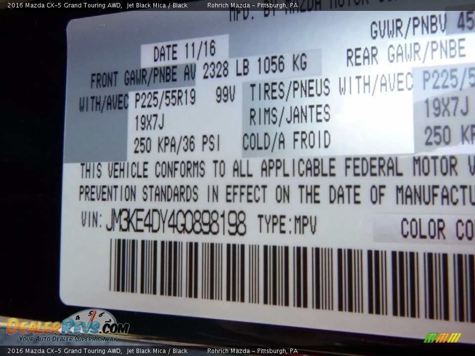 2016 Mazda CX-5 Grand Touring AWD Jet Black Mica / Black Photo #10